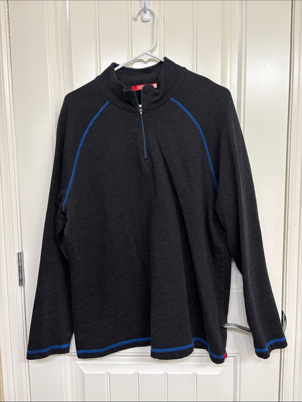 Agave Black Half-Zip‎ Sweater with Blue Contrast Piping
